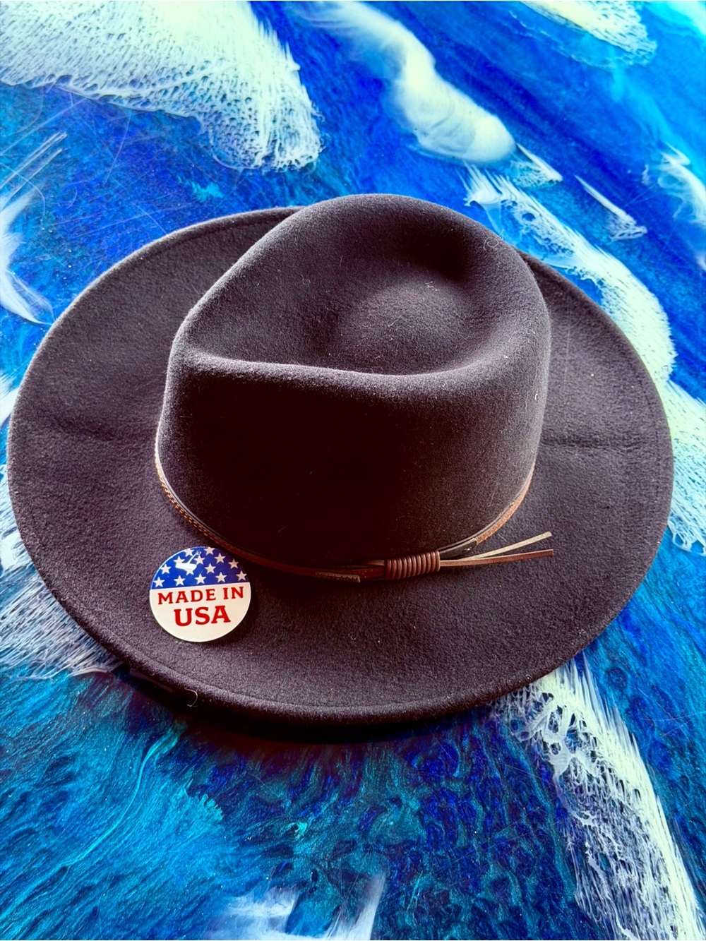 NWT Stetson Bowsman 100%  Wool Black Crushable Western Fedora with Leather Band